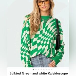 Edikted Vibrant Green and White Illusion Sweater.Oversized.